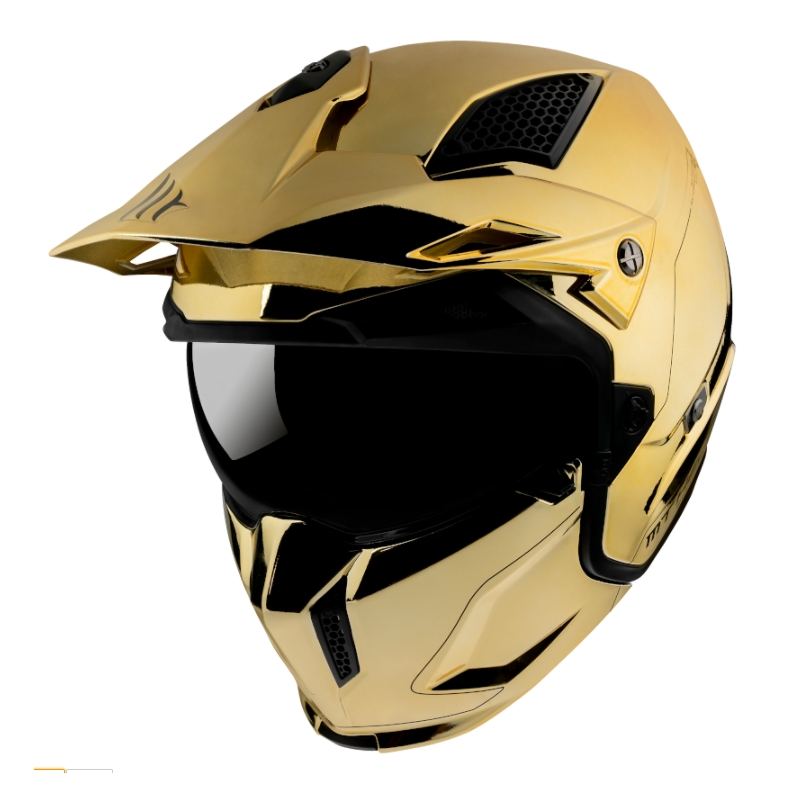 Otwarty hełm z maską MT Streetfighter SV Chromed złoty wyprzedaż