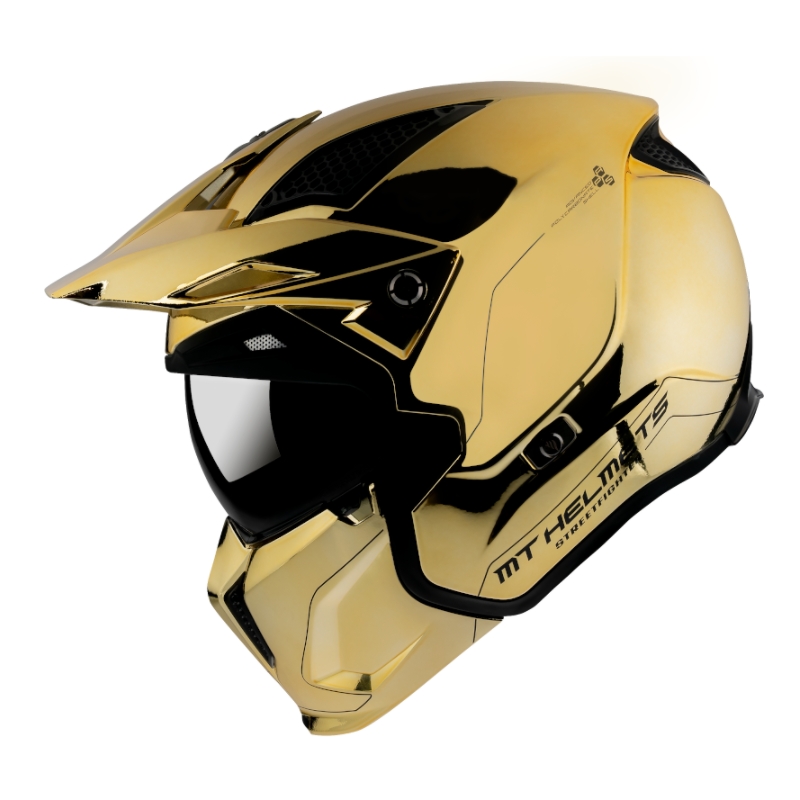 Otwarty hełm z maską MT Streetfighter SV Chromed złoty wyprzedaż