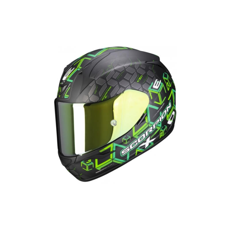 Integralny kask motocyklowy Scorpion EXO-390 Cube czarno-zielony wyprzedaż