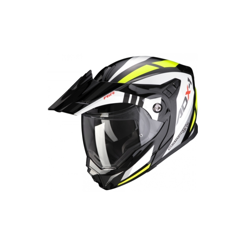 Szczękowy kask enduro Scorpion ADX-1 Lontano czarno-biało-fluo żółty