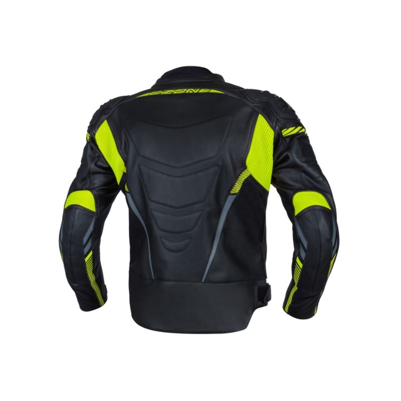 Skórzana kurtka motocyklowa Ozone RS600 czarno-fluo żółta
