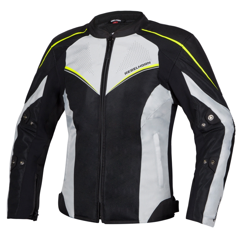 Damska kurtka motocyklowa Rebelhorn Hiflow IV Black-Silver-Fluo Yellow wyprzedaż