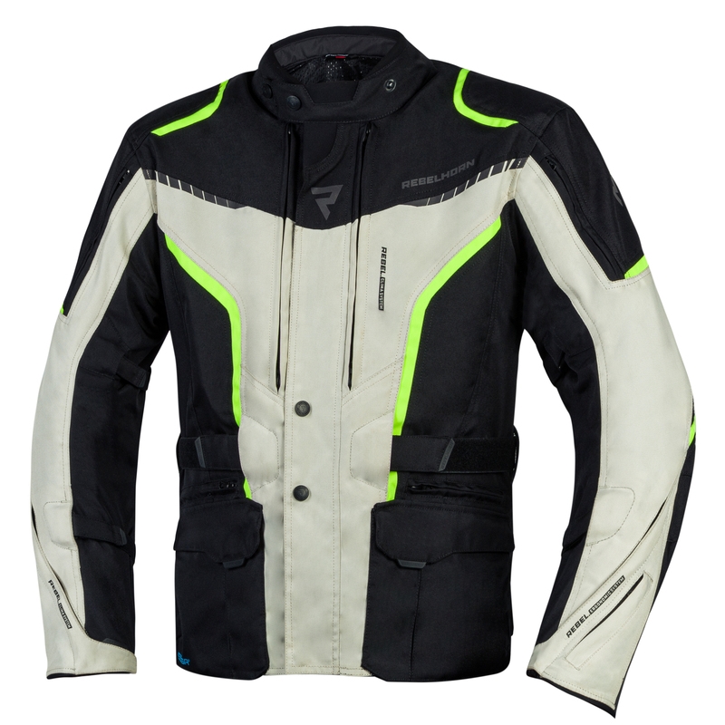 Kurtka motocyklowa Rebelhorn Hiker III black-grey-fluo yellow. wyprzedaż