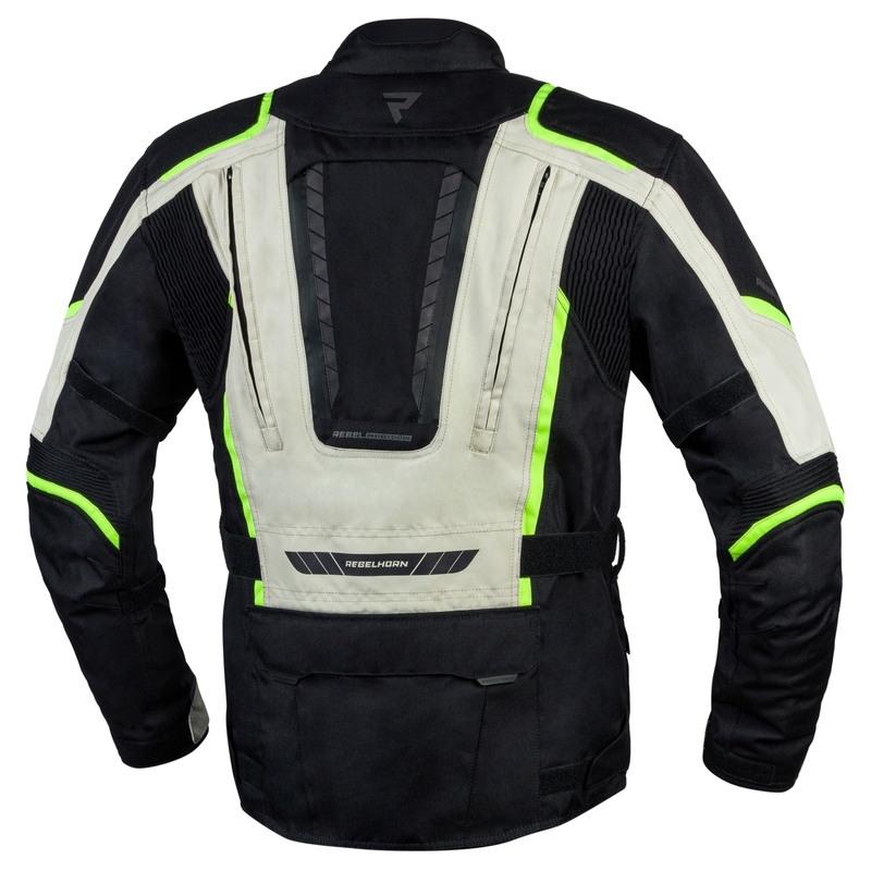 Kurtka motocyklowa Rebelhorn Hiker III black-grey-fluo yellow. wyprzedaż