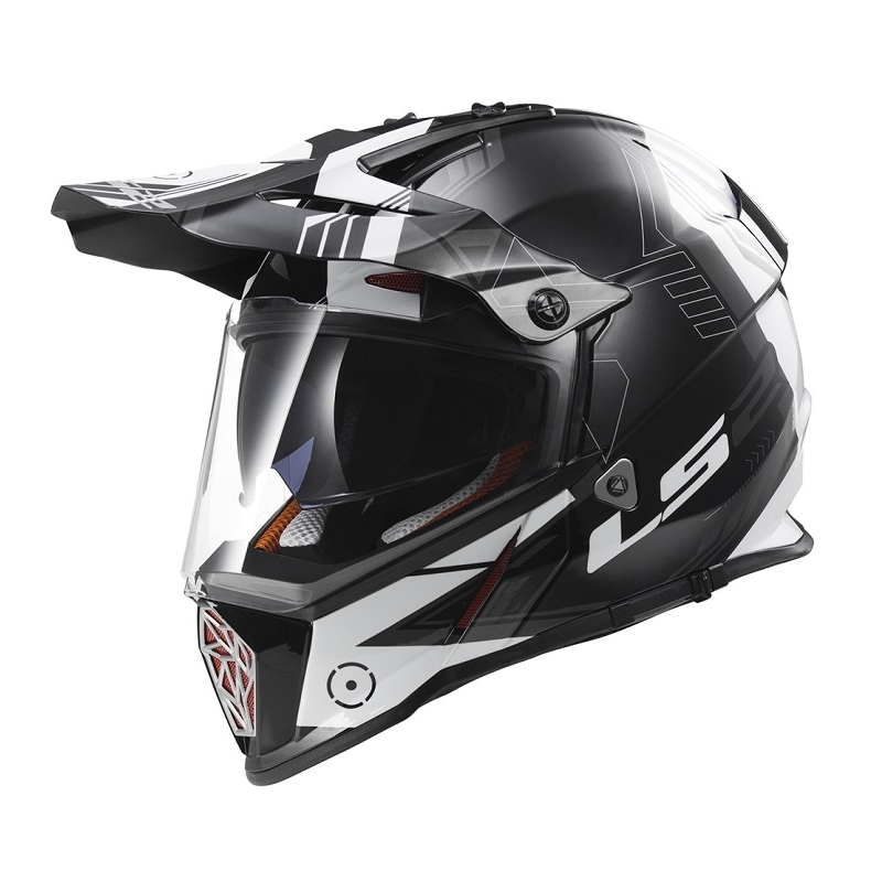 Enduro kask LS2 MX436 Pioneer Trigger czarno-biało-tytanowy