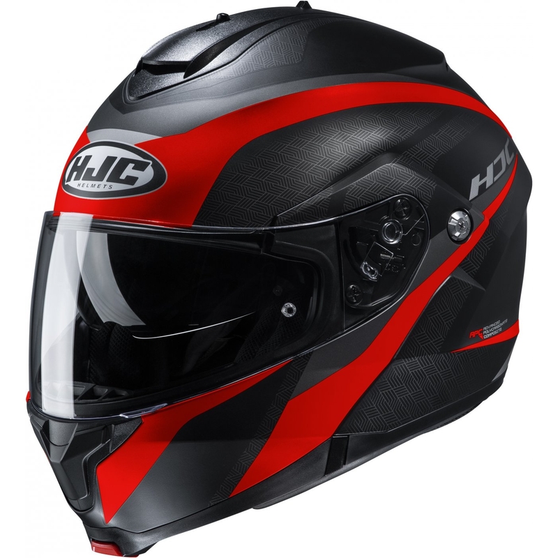 Szczękowy kask motocyklowy HJC C91 Taly MC1SF czarno-szaro-czerwony