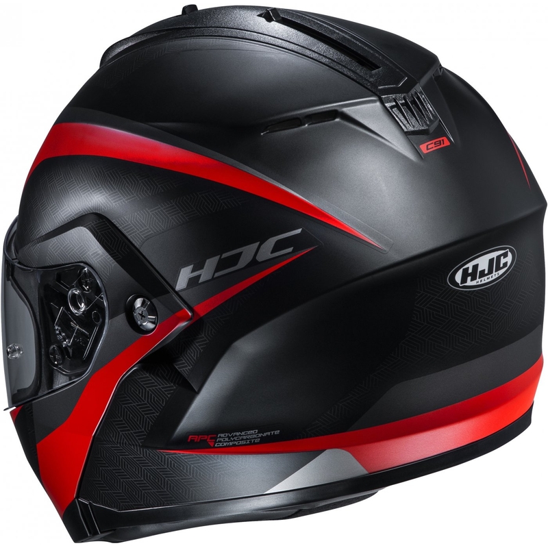 Szczękowy kask motocyklowy HJC C91 Taly MC1SF czarno-szaro-czerwony