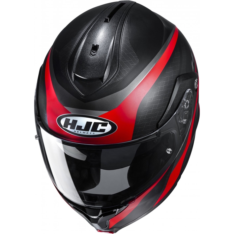 Szczękowy kask motocyklowy HJC C91 Taly MC1SF czarno-szaro-czerwony