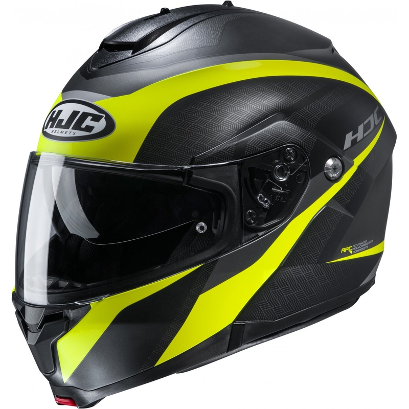 Szczękowy kask motocyklowy HJC C91 Taly MC4HSF czarno-szaro-fluo żółty