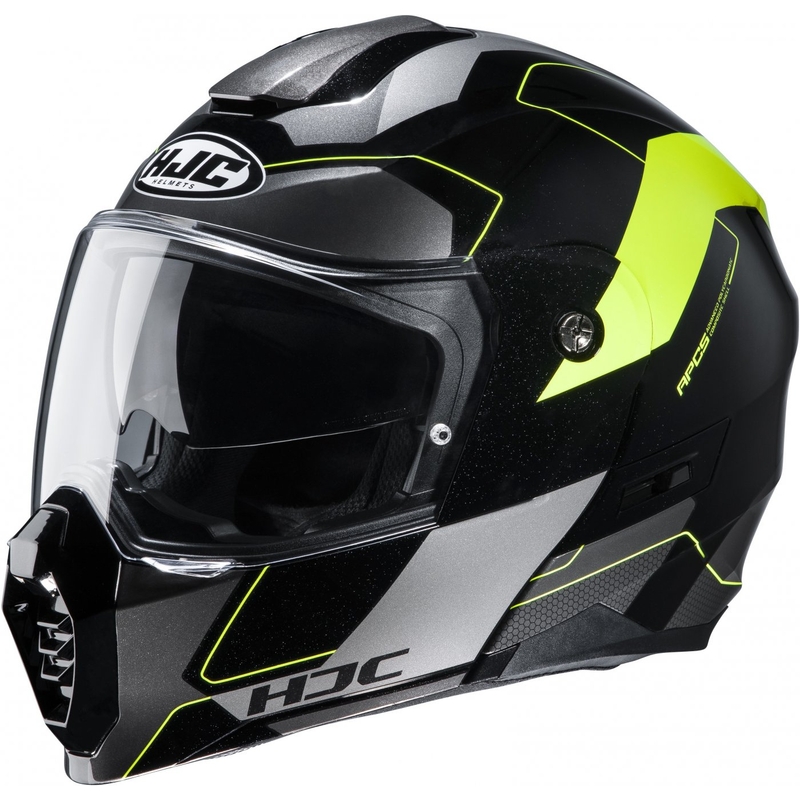 Szczękowy kask motocyklowy HJC C80 Rox MC4H czarno-szaro-fluo żółty