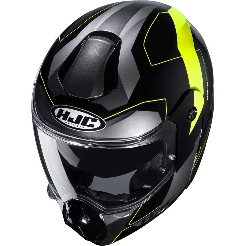 Szczękowy kask motocyklowy HJC C80 Rox MC4H czarno-szaro-fluo żółty