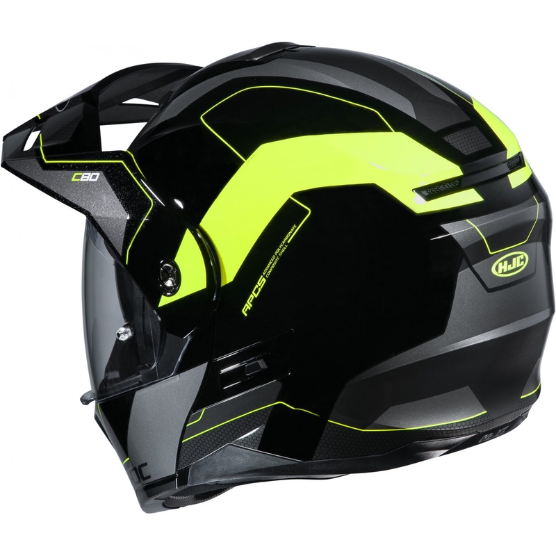 Szczękowy kask motocyklowy HJC C80 Rox MC4H czarno-szaro-fluo żółty