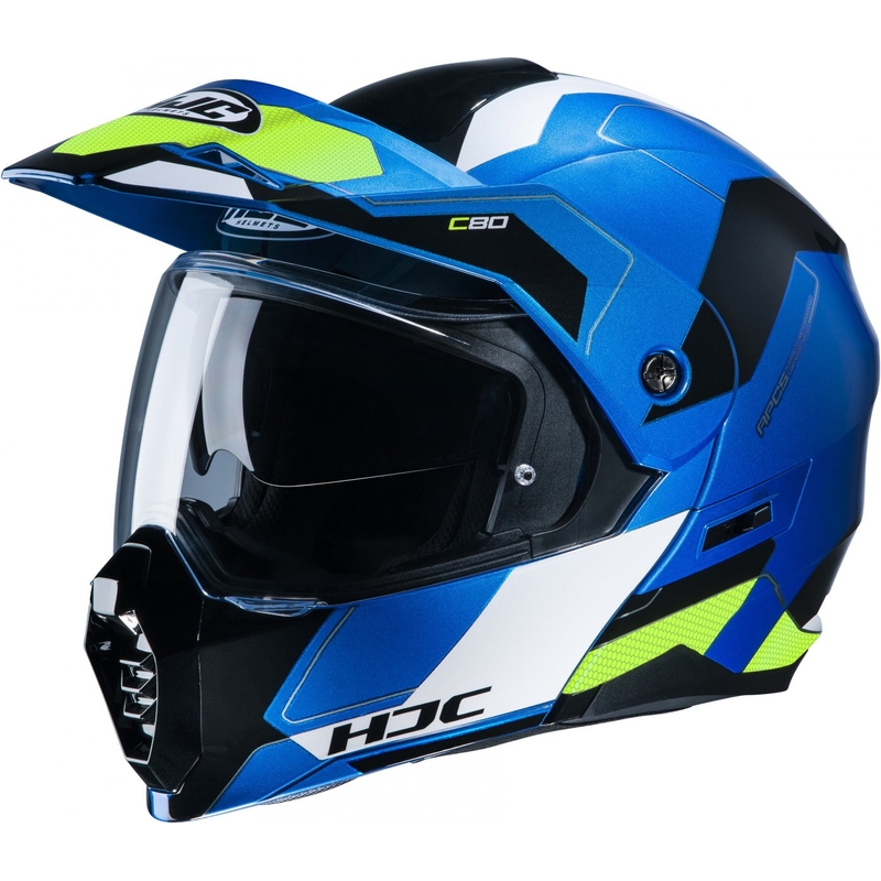 Szczękowy kask motocyklowy HJC C80 Rox MC24 niebiesko-biało-czarny
