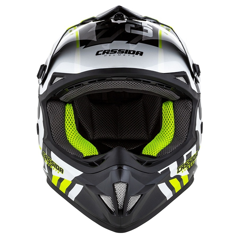 Kask motocrosowy Cassida Cross Cup Sonic czarno-biało-fluo-żółta