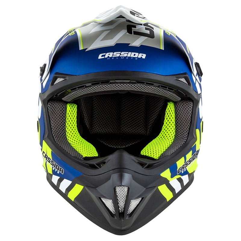 Kask motocrosowy Cassida Cross Cup Sonic żółto-niebieski mat