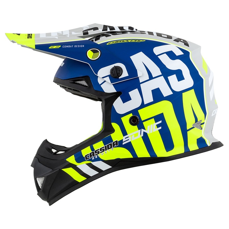 Kask motocrosowy Cassida Cross Cup Sonic żółto-niebieski mat