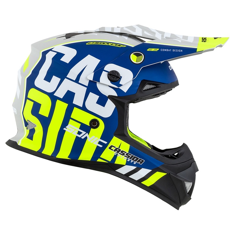 Kask motocrosowy Cassida Cross Cup Sonic żółto-niebieski mat