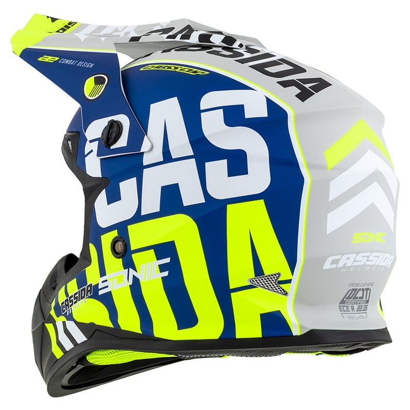 Kask motocrosowy Cassida Cross Cup Sonic żółto-niebieski mat