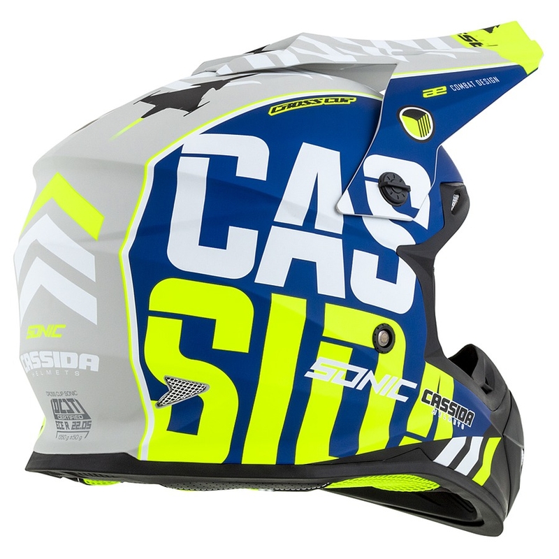 Kask motocrosowy Cassida Cross Cup Sonic żółto-niebieski mat