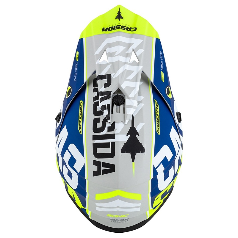 Kask motocrosowy Cassida Cross Cup Sonic żółto-niebieski mat