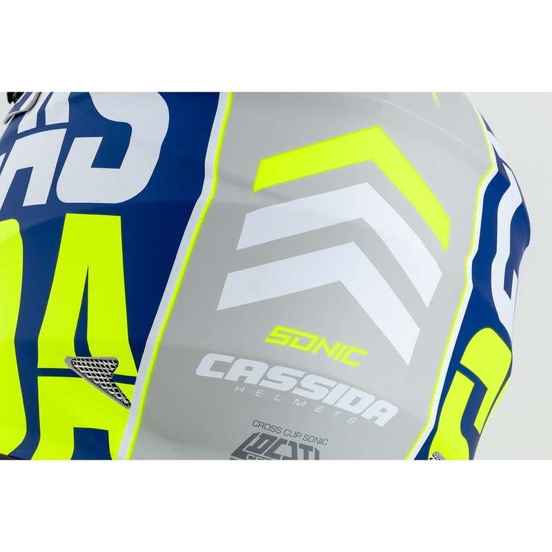 Kask motocrosowy Cassida Cross Cup Sonic żółto-niebieski mat