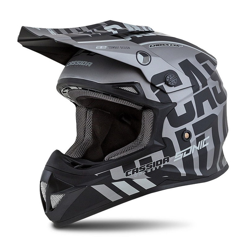 Kask motocrosowy Cassida Cross Cup Sonic czarno-siwy mat wyprzedaż