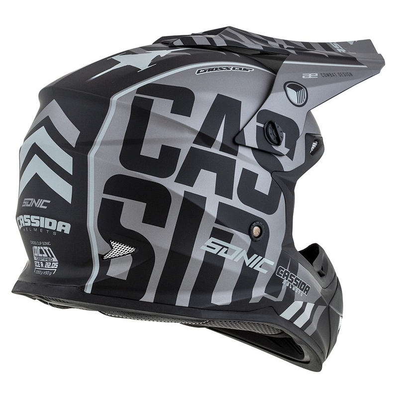 Kask motocrosowy Cassida Cross Cup Sonic czarno-siwy mat wyprzedaż