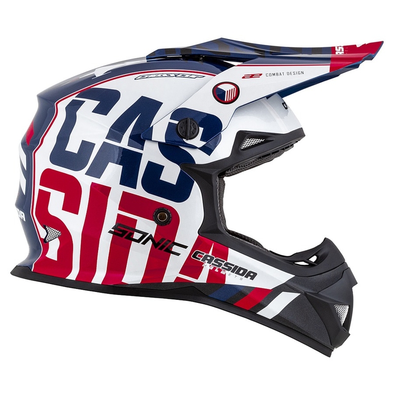 Kask motocrosowy Cassida Cross Cup Sonic czerwono-niebiesko-biały