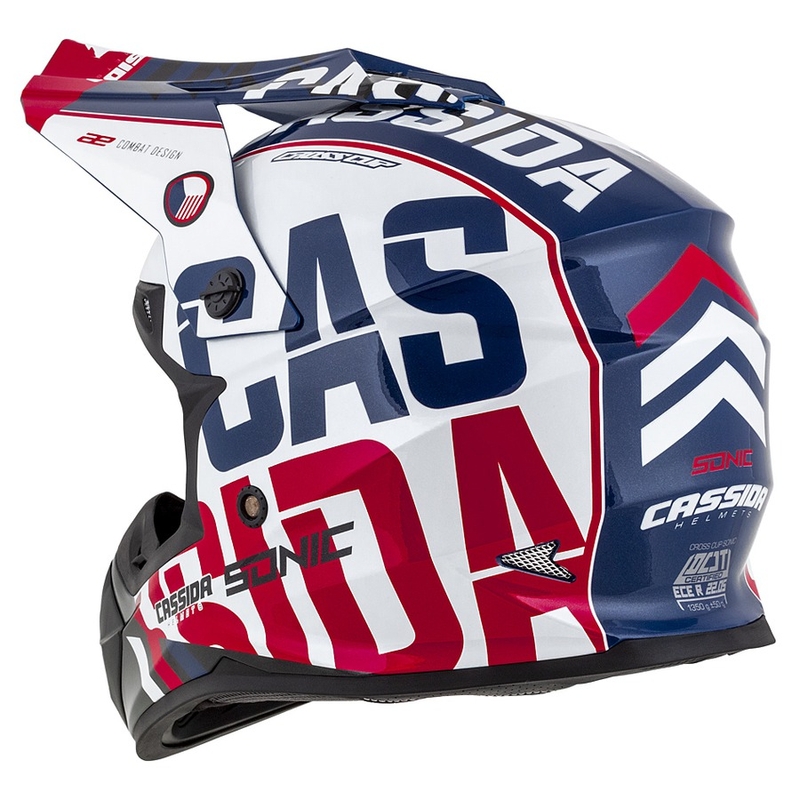 Kask motocrosowy Cassida Cross Cup Sonic czerwono-niebiesko-biały