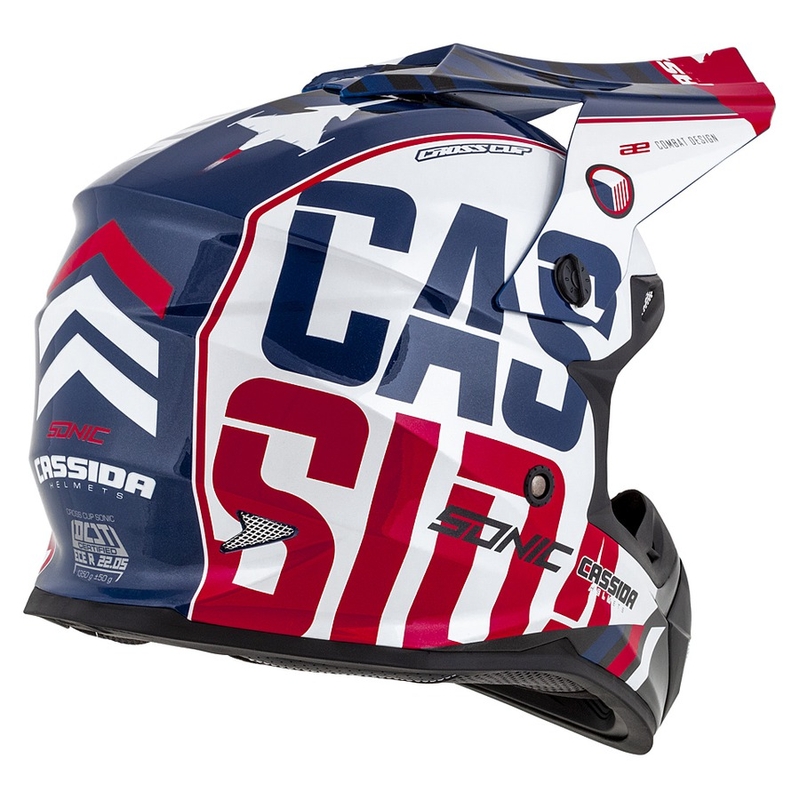 Kask motocrosowy Cassida Cross Cup Sonic czerwono-niebiesko-biały
