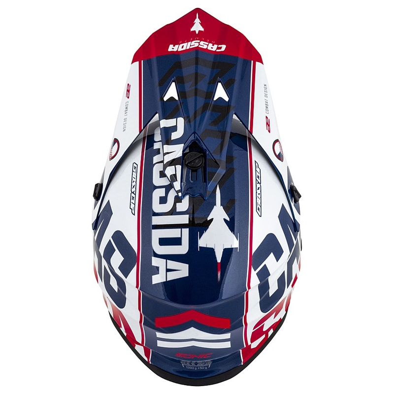 Kask motocrosowy Cassida Cross Cup Sonic czerwono-niebiesko-biały