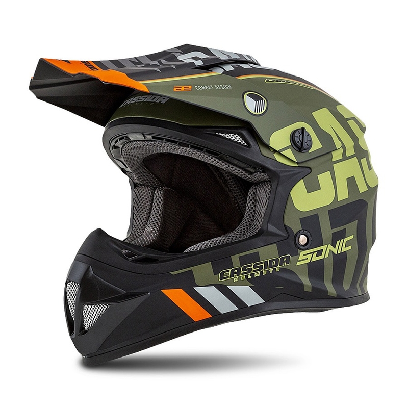 Dziecięcy kask motocrossowy Cassida Cross Cup Sonic Junior pomarańczowo-zielony mat wyprzedaż