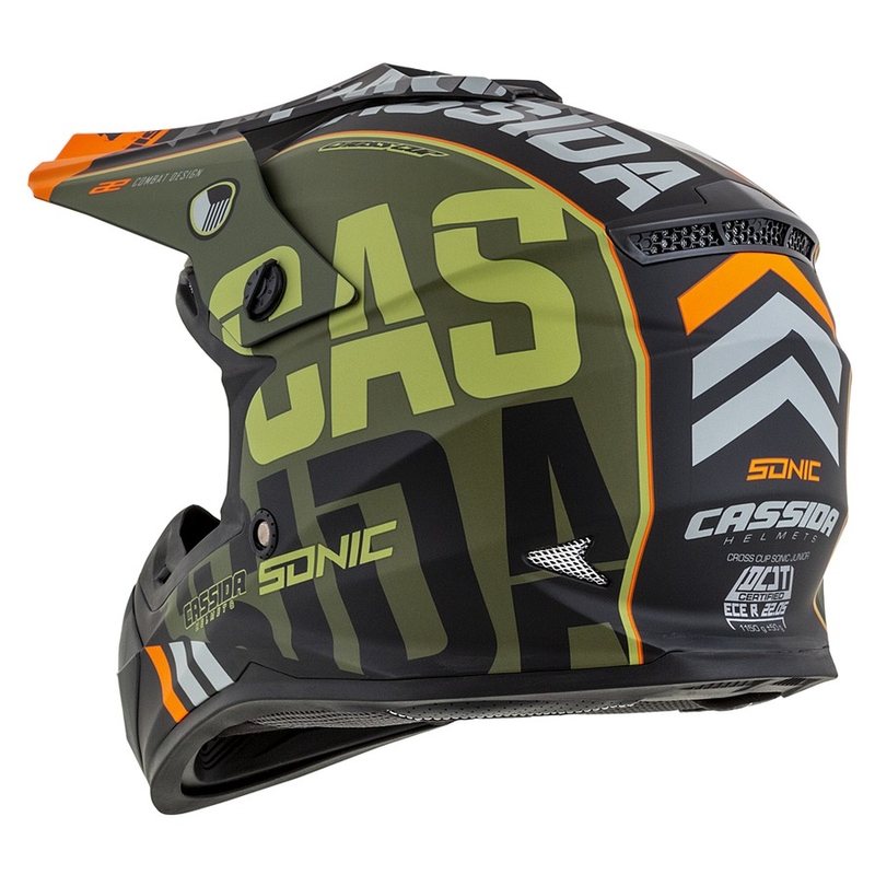 Dziecięcy kask motocrossowy Cassida Cross Cup Sonic Junior pomarańczowo-zielony mat wyprzedaż