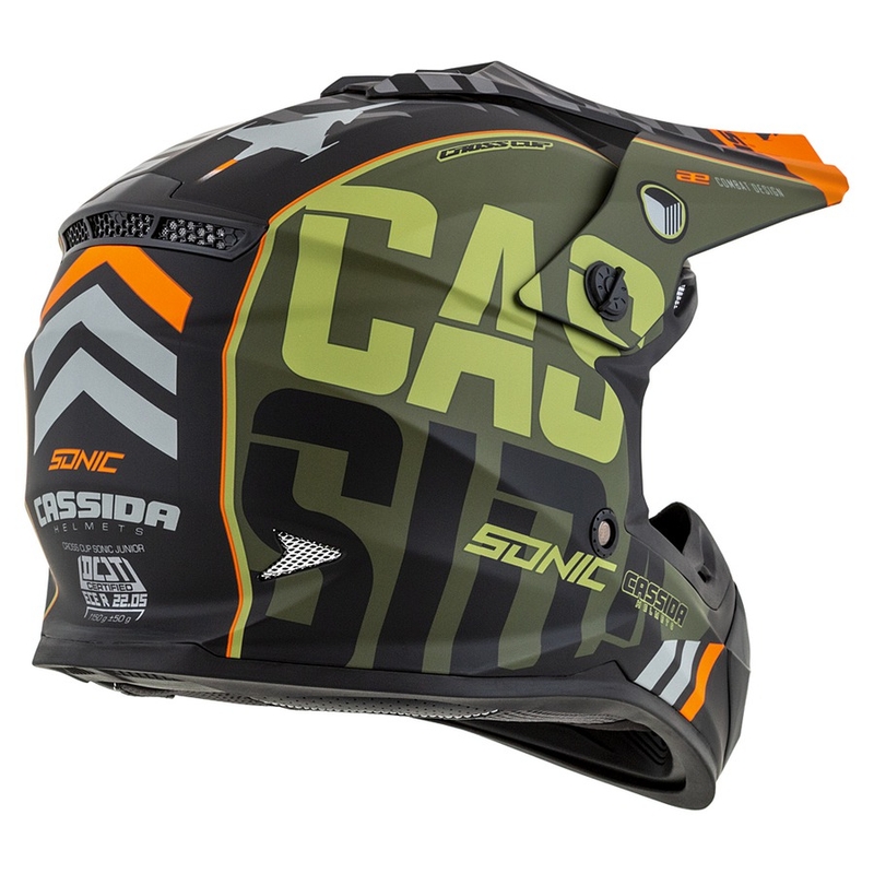 Dziecięcy kask motocrossowy Cassida Cross Cup Sonic Junior pomarańczowo-zielony mat wyprzedaż