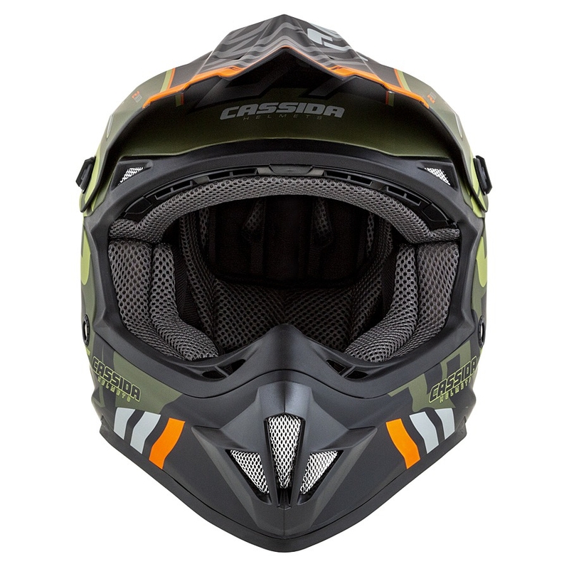 Dziecięcy kask motocrossowy Cassida Cross Cup Sonic Junior pomarańczowo-zielony mat wyprzedaż