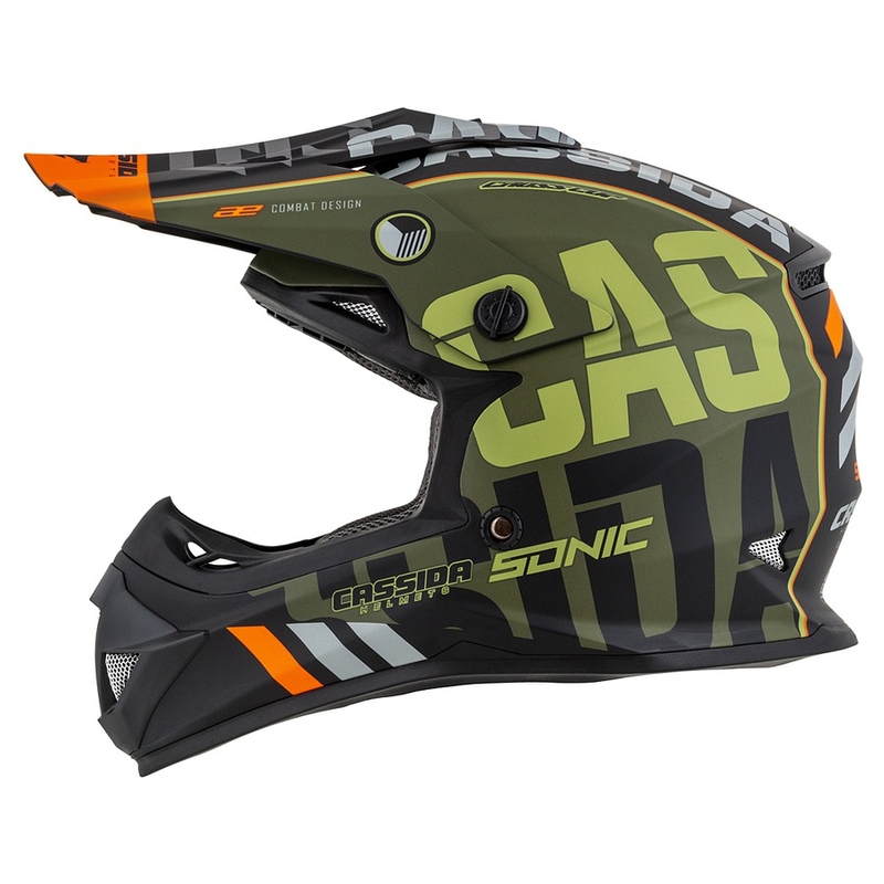 Dziecięcy kask motocrossowy Cassida Cross Cup Sonic Junior pomarańczowo-zielony mat wyprzedaż