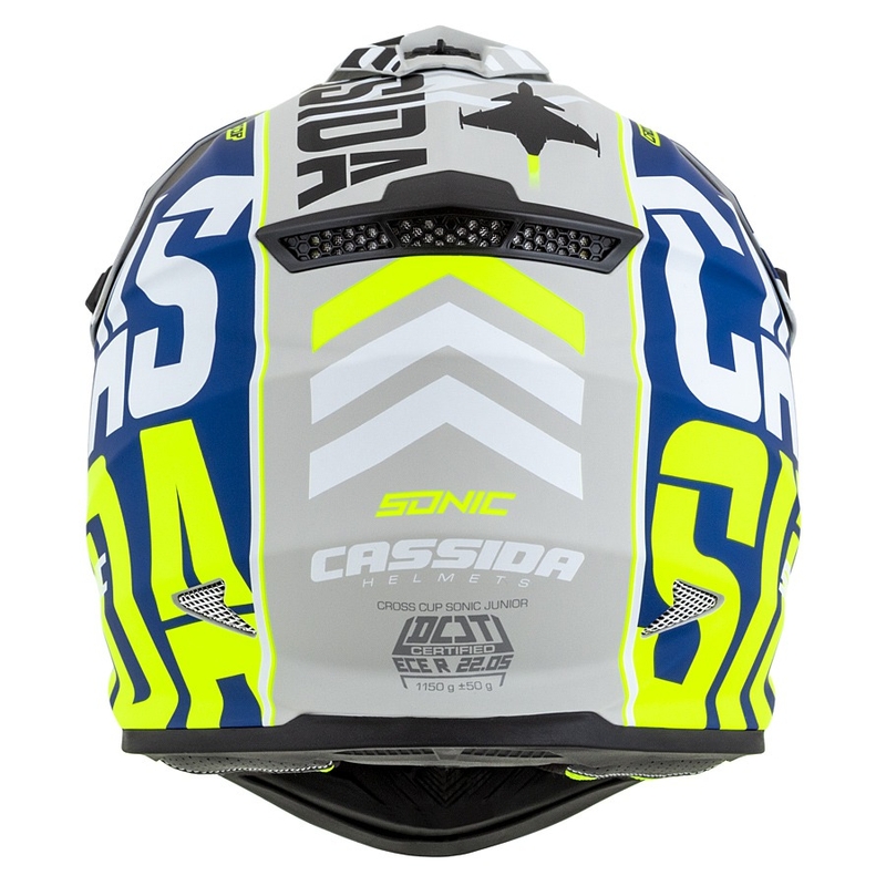Dziecięcy kask motocrossowy Cassida Cross Cup Sonic Junior fluo żółto-niebieski mat wyprzedaż