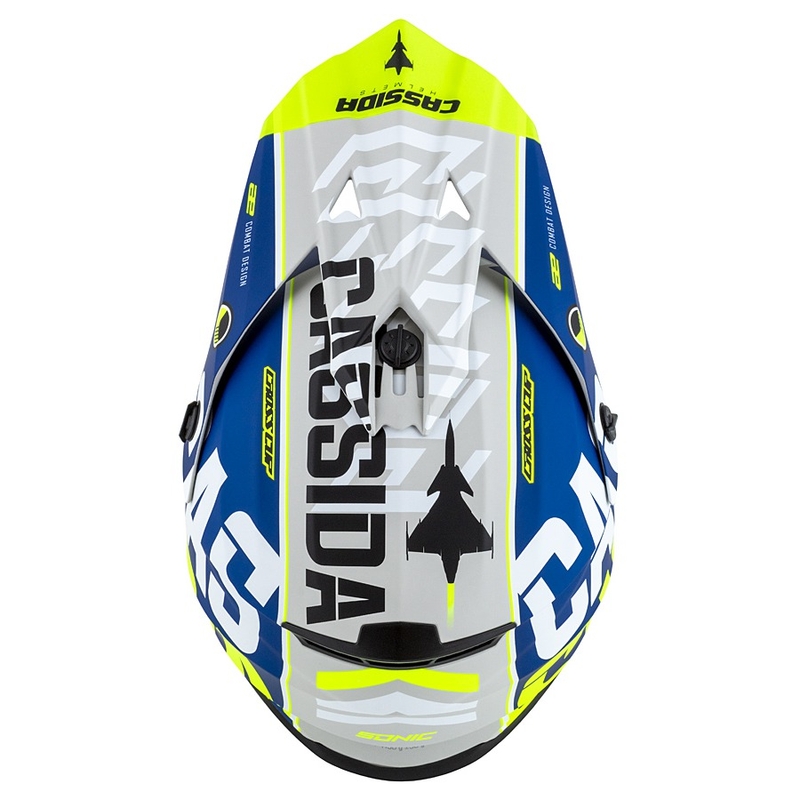 Dziecięcy kask motocrossowy Cassida Cross Cup Sonic Junior fluo żółto-niebieski mat wyprzedaż