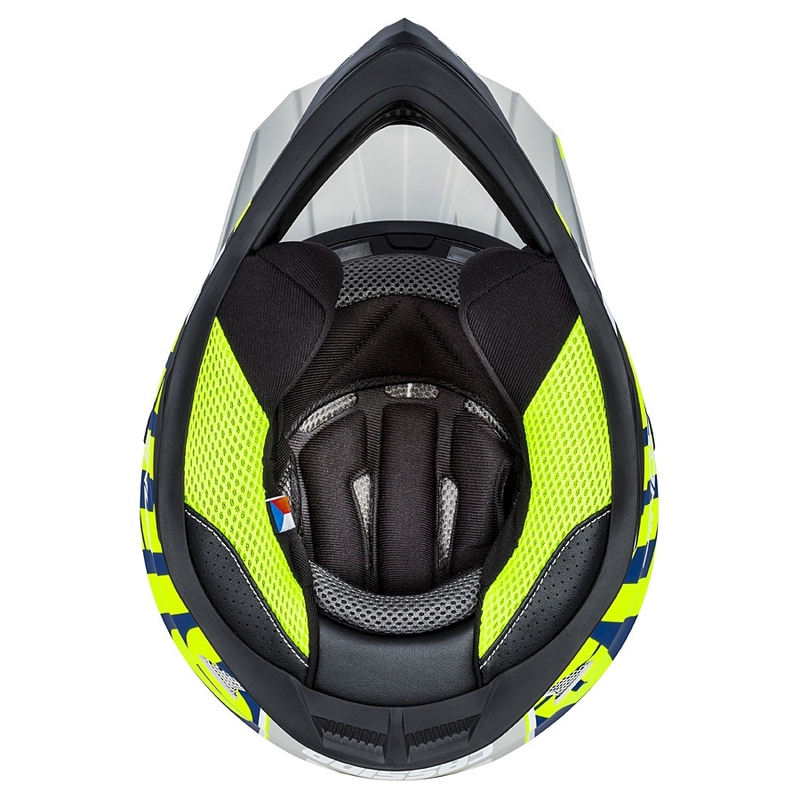 Dziecięcy kask motocrossowy Cassida Cross Cup Sonic Junior fluo żółto-niebieski mat wyprzedaż