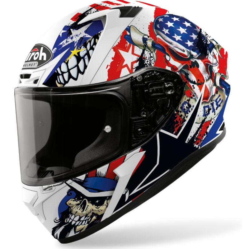 Integralny kask motocyklowy Airoh Valor Uncle Sam biało-niebiesko-czerwony