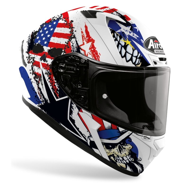 Integralny kask motocyklowy Airoh Valor Uncle Sam biało-niebiesko-czerwony
