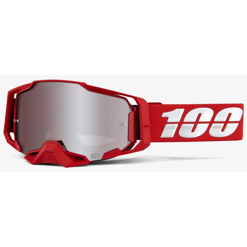 Gogle motocrossowe 100% ARMEGA czerwone (srebrna plexi)