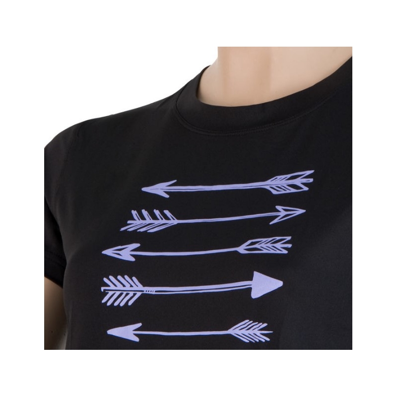 Damska koszulka funkcyjna Sensor Merino Active PT Arrows czarna - krótki rękaw wyprzedaż