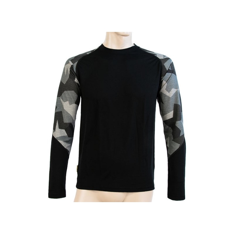 Męska koszulka termiczna Sensor Merino Impress black-mask - długi rękaw wyprzedaż