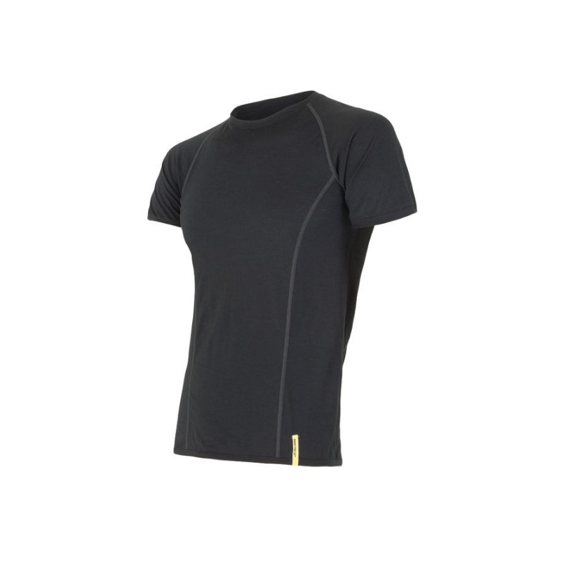 Męska koszulka funkcyjna Sensor Merino Active czarna - krótki rękaw wyprzedaż