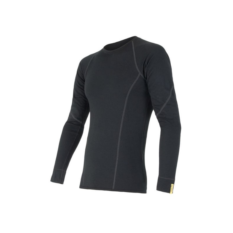 Męska koszula funkcyjna Sensor Merino Active czarna - długi rękaw wyprzedaż