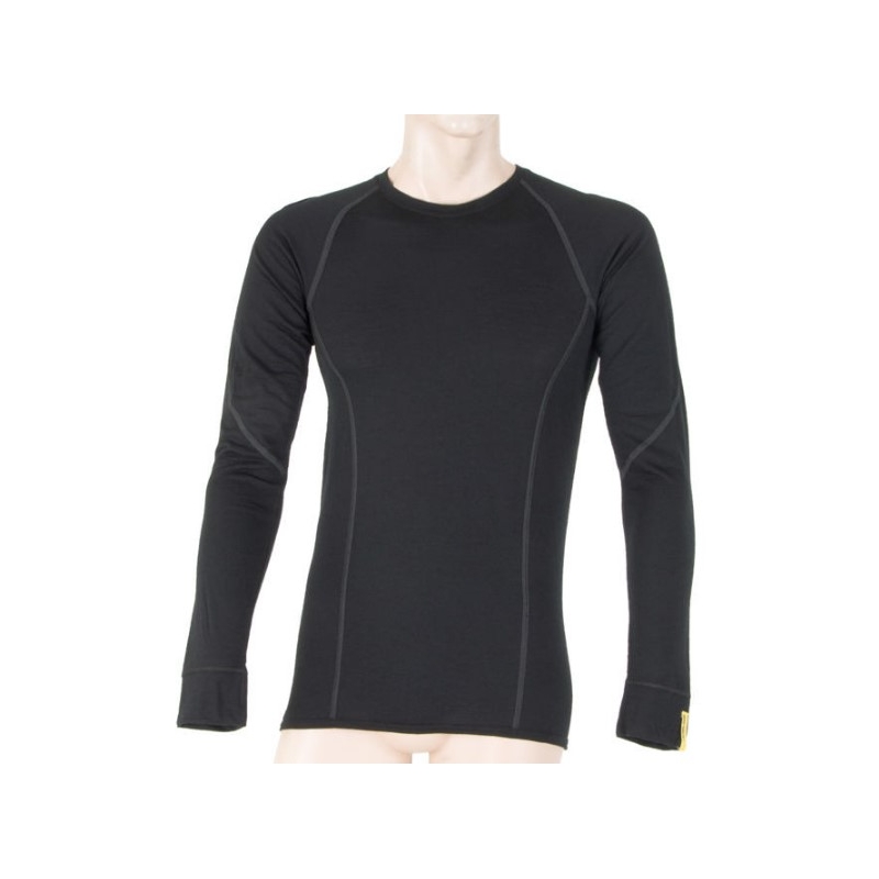 Męska koszula funkcyjna Sensor Merino Active czarna - długi rękaw wyprzedaż