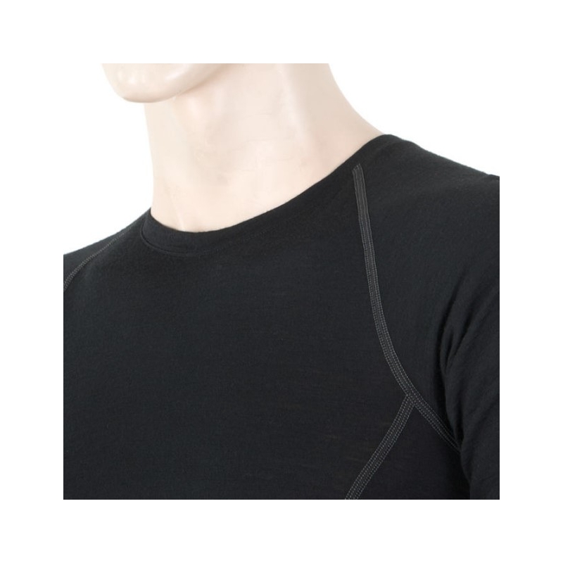 Męska koszula funkcyjna Sensor Merino Active czarna - długi rękaw wyprzedaż