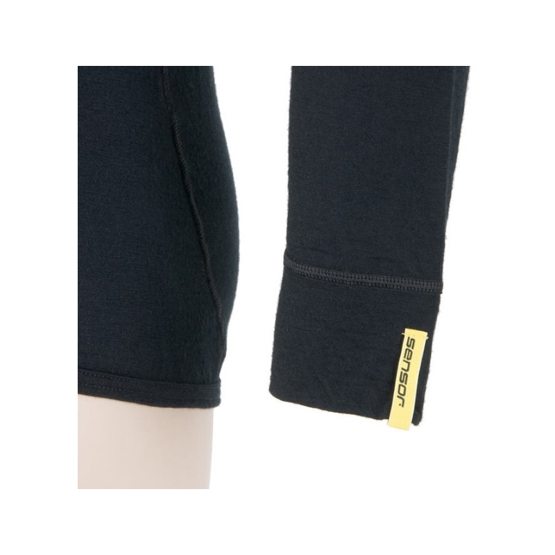Męska koszula funkcyjna Sensor Merino Active czarna - długi rękaw wyprzedaż
