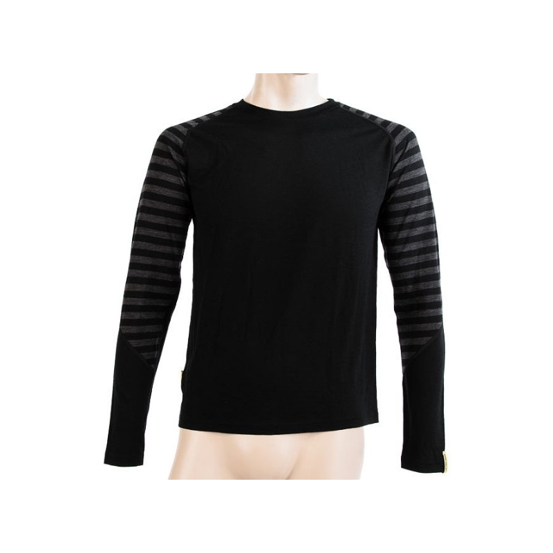 Męska koszulka funkcyjna Sensor Merino Active czarno-szara - długi rękaw wyprzedaż
